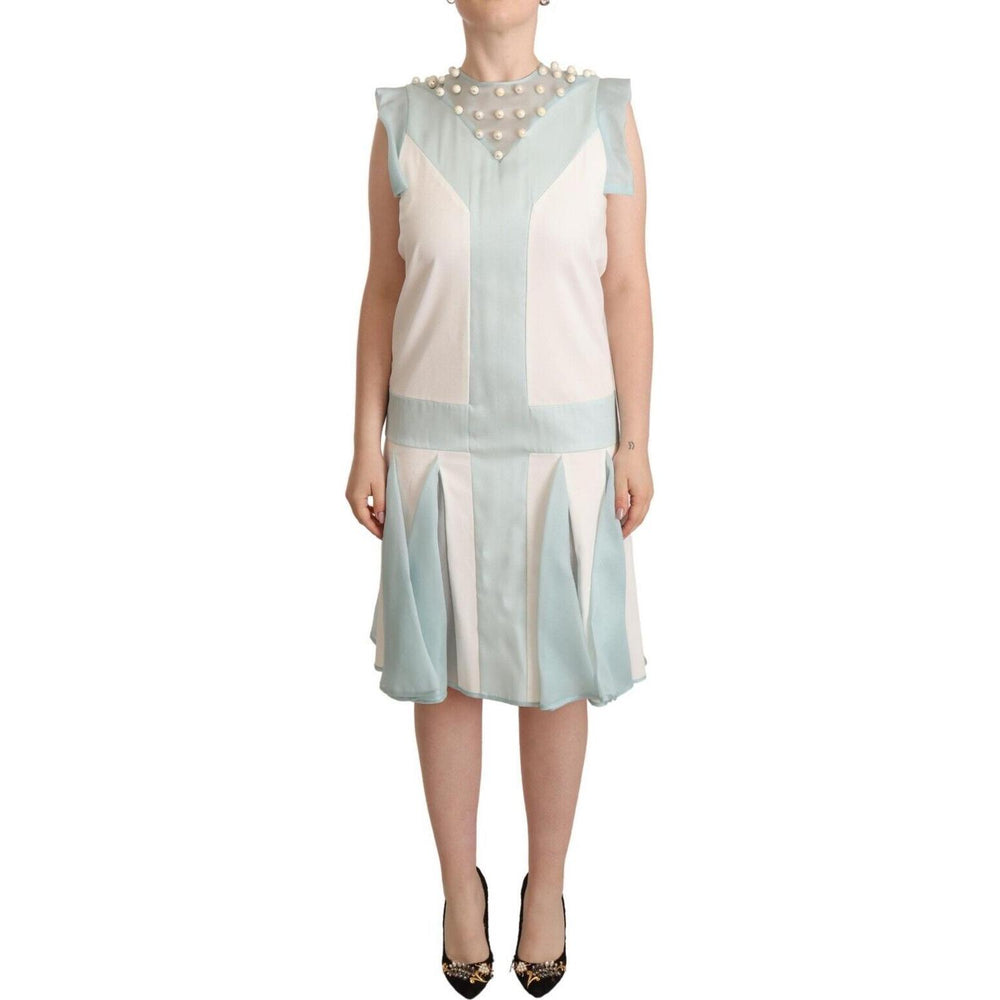Sergei Grinko Multicolor Faux Pearl Sleeveless Shift Midi Dress DR28567 - 44