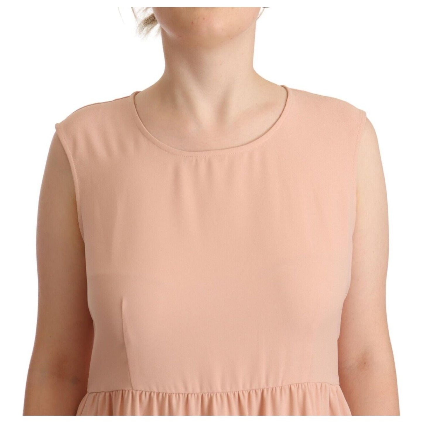 Twinset Beige Polyester Sleeveless Shift Knee Length Dress WOMAN DRESSES