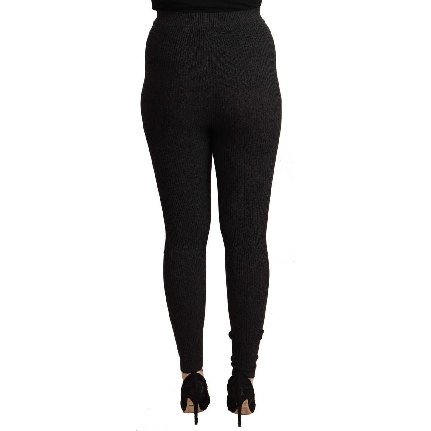 Dolce & Gabbana Black Virgin Wool Stretch Waist Tights Pants