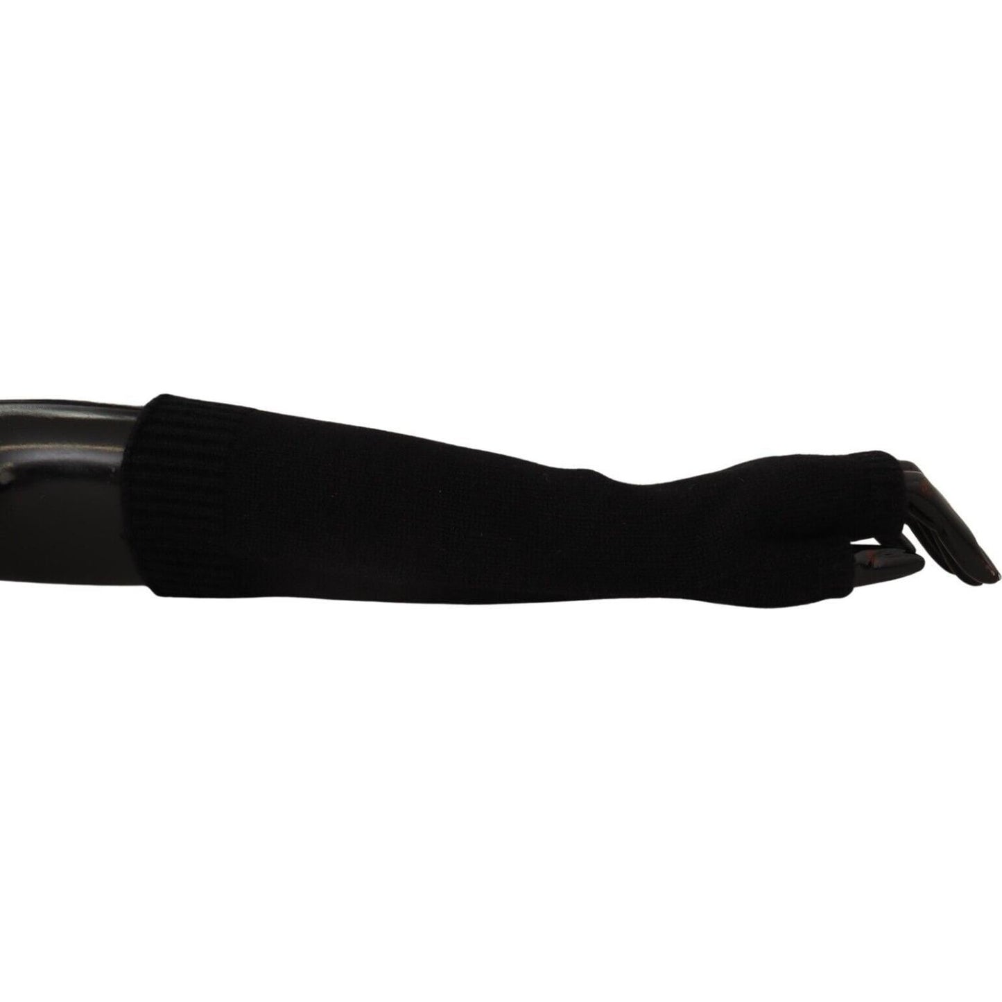 Dolce & Gabbana Black Knitted Fingerless Elbow Length Gloves