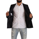 Dolce & Gabbana Elegant Black Dotted Formal Blazer Dolce & Gabbana Dark Gray