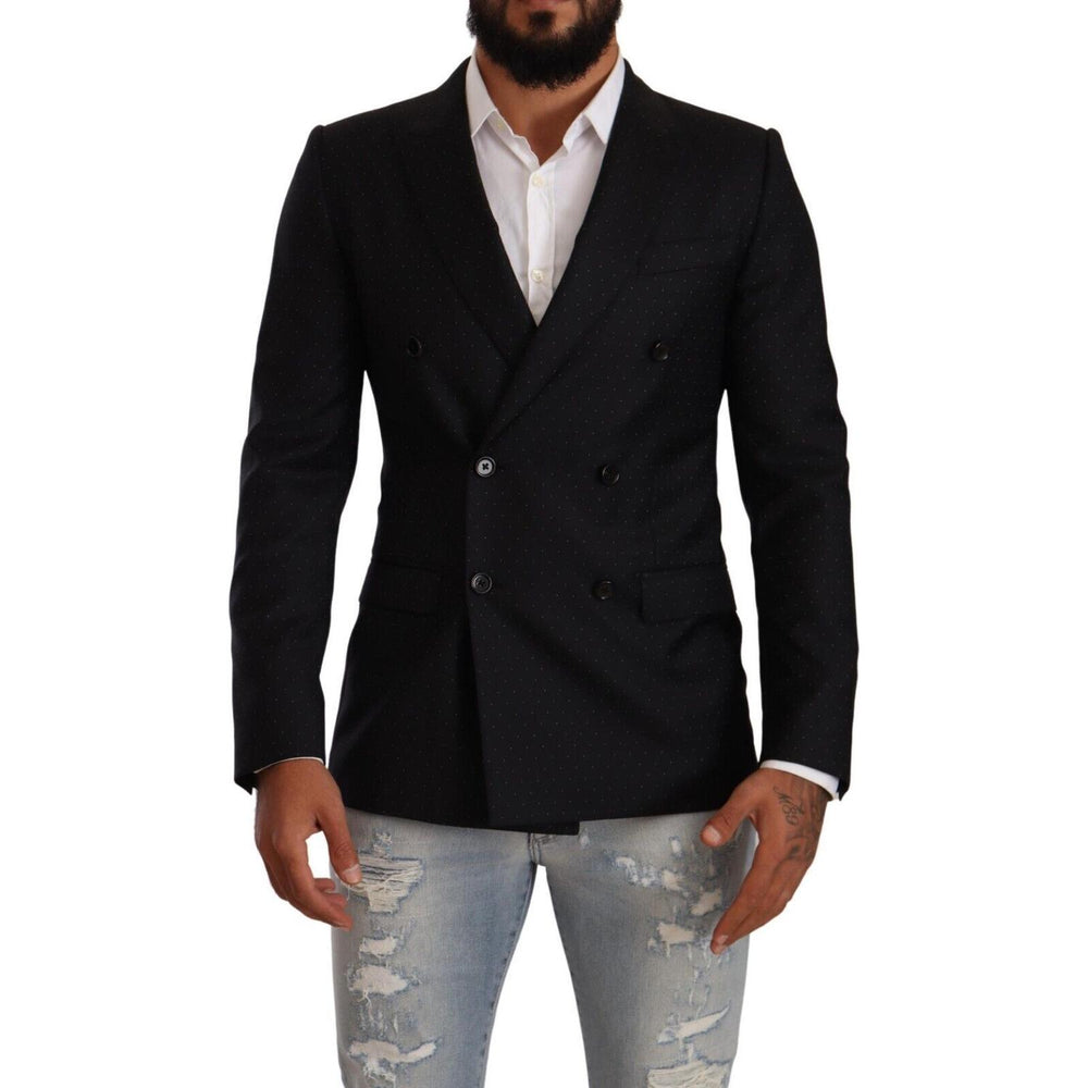 Dolce & Gabbana Elegant Black Dotted Formal Blazer Dolce & Gabbana Dark Gray
