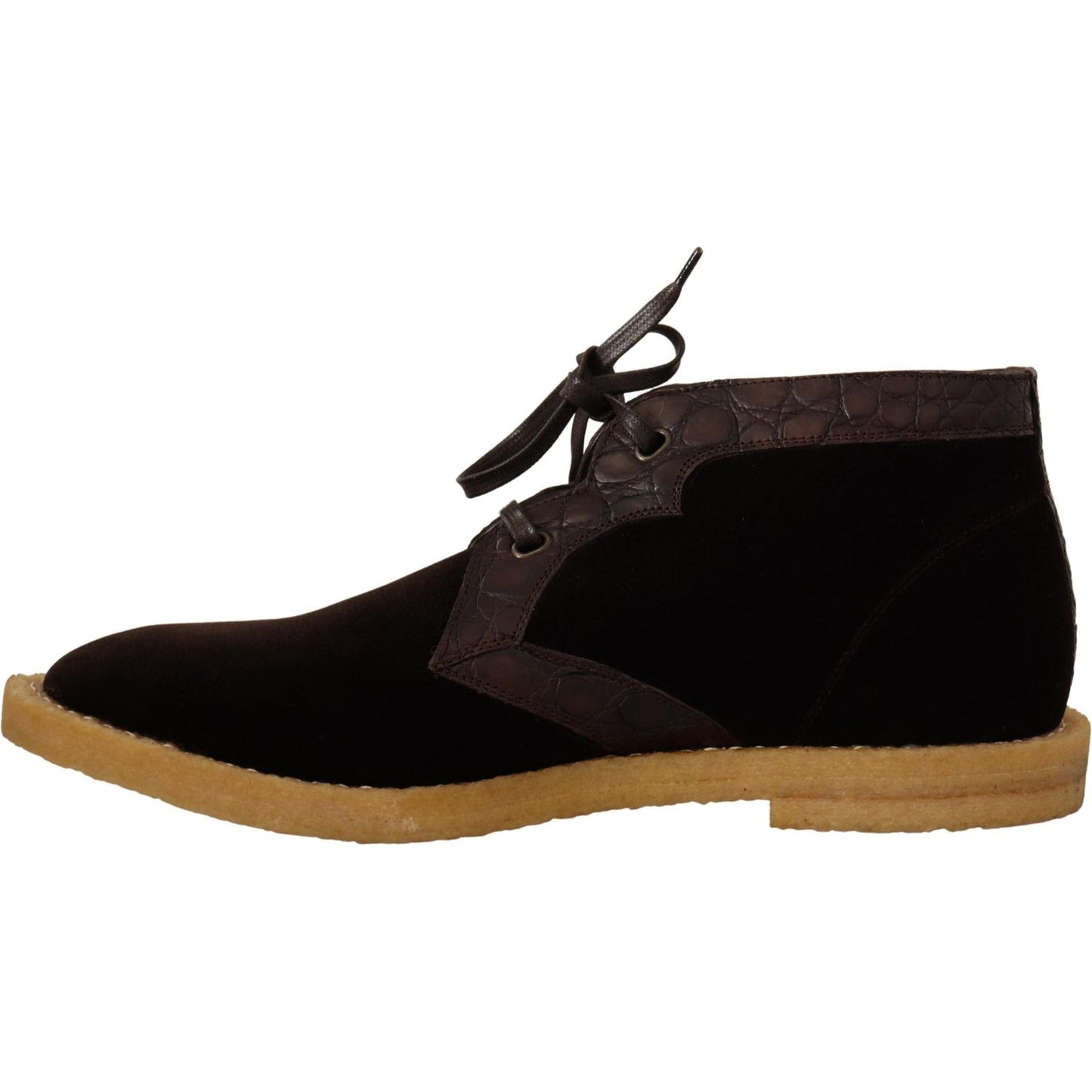 Dolce & Gabbana Brown Velvet Exotic Leather Boots MV4399- 44