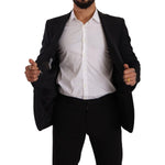 Dolce & Gabbana Elegant Black Martini Slim Fit Blazer and Vest Dolce & Gabbana Black