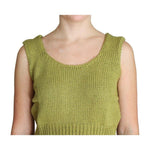 PINK MEMORIES Green Cotton Blend Knitted Sleeveless Sweater SIG30252-1