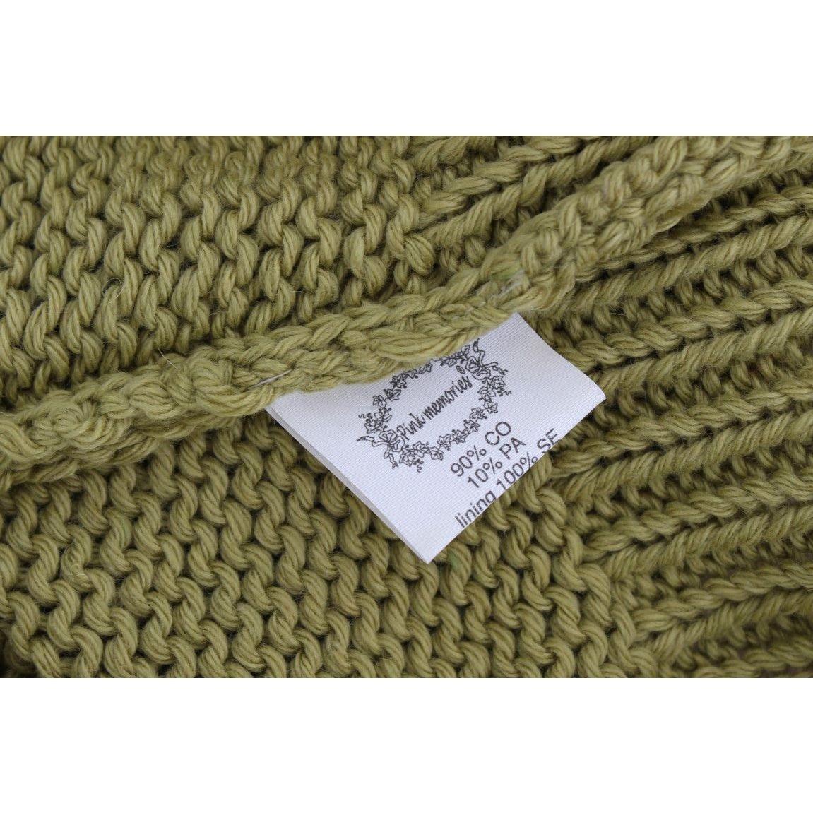 PINK MEMORIES Green Cotton Blend Knitted Sleeveless Sweater SIG30252-1