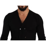 Dolce & Gabbana Elegant V-Neck Black Cashmere Cardigan Dolce & Gabbana Black
