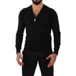 Dolce & Gabbana Elegant V-Neck Black Cashmere Cardigan Dolce & Gabbana Black
