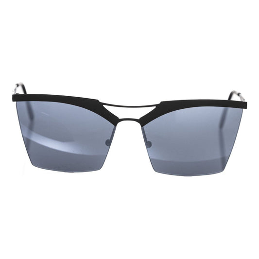 Frankie Morello Black Metallic Fiber Women Sunglass