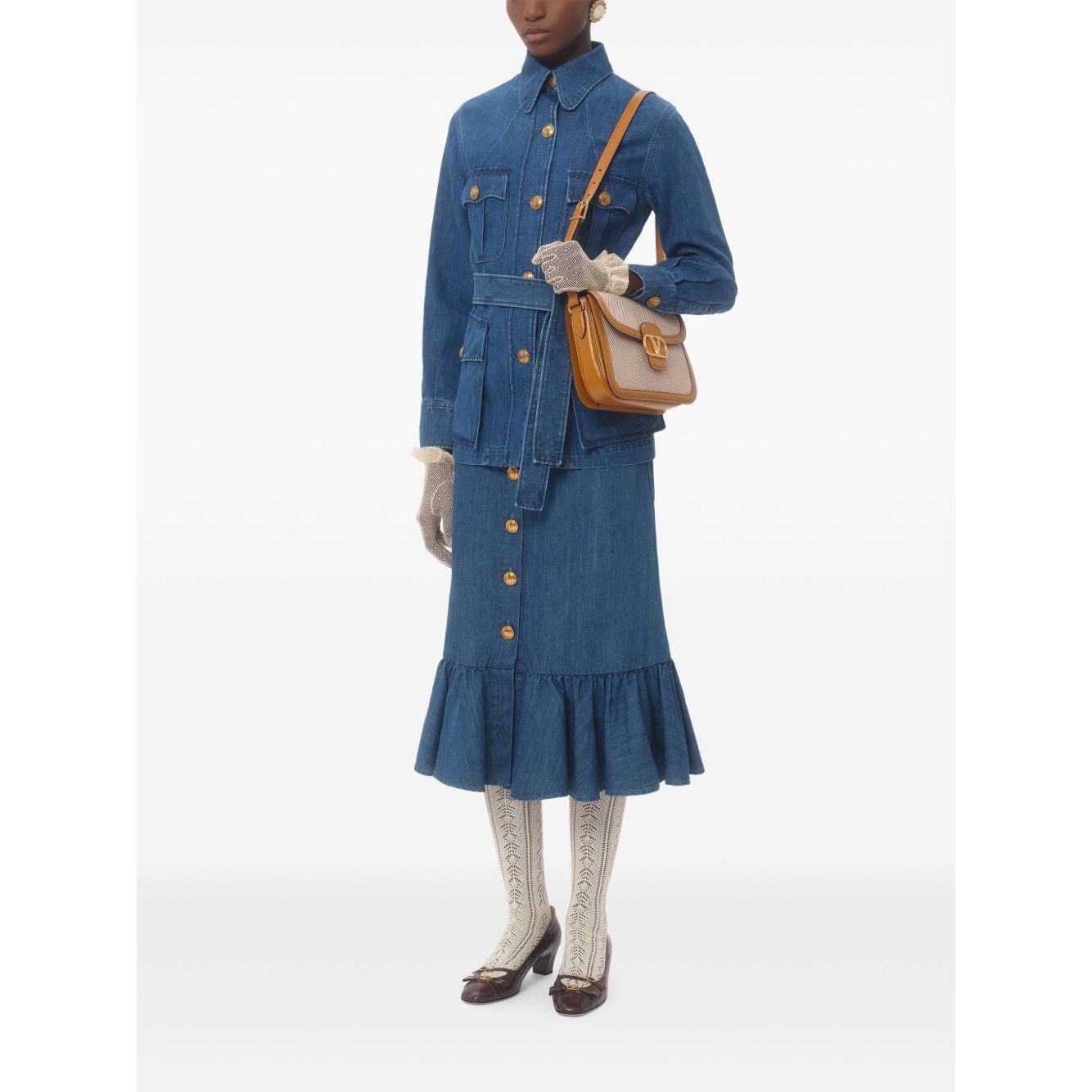 Valentino Denim Midi Skirt Skirts