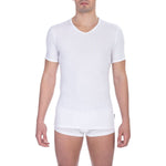 Bikkembergs White Cotton Men's V-Neck T-Shirt BI-22367-S