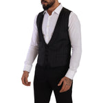 Dolce & Gabbana Elegant Striped Formal Dress Vest Dolce & Gabbana Black