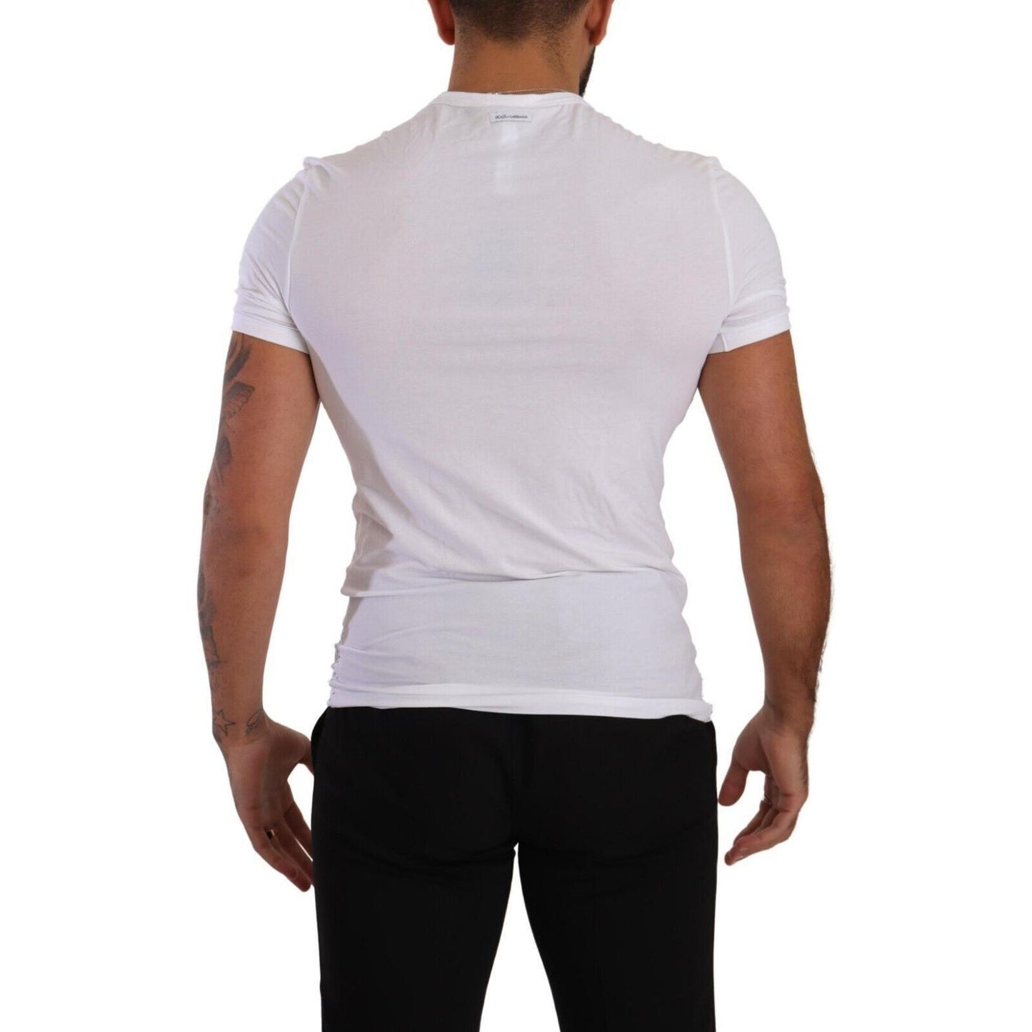 Dolce & Gabbana White Round Neck Cotton Stretch T-shirt Underwear TSH5129-IT3#2