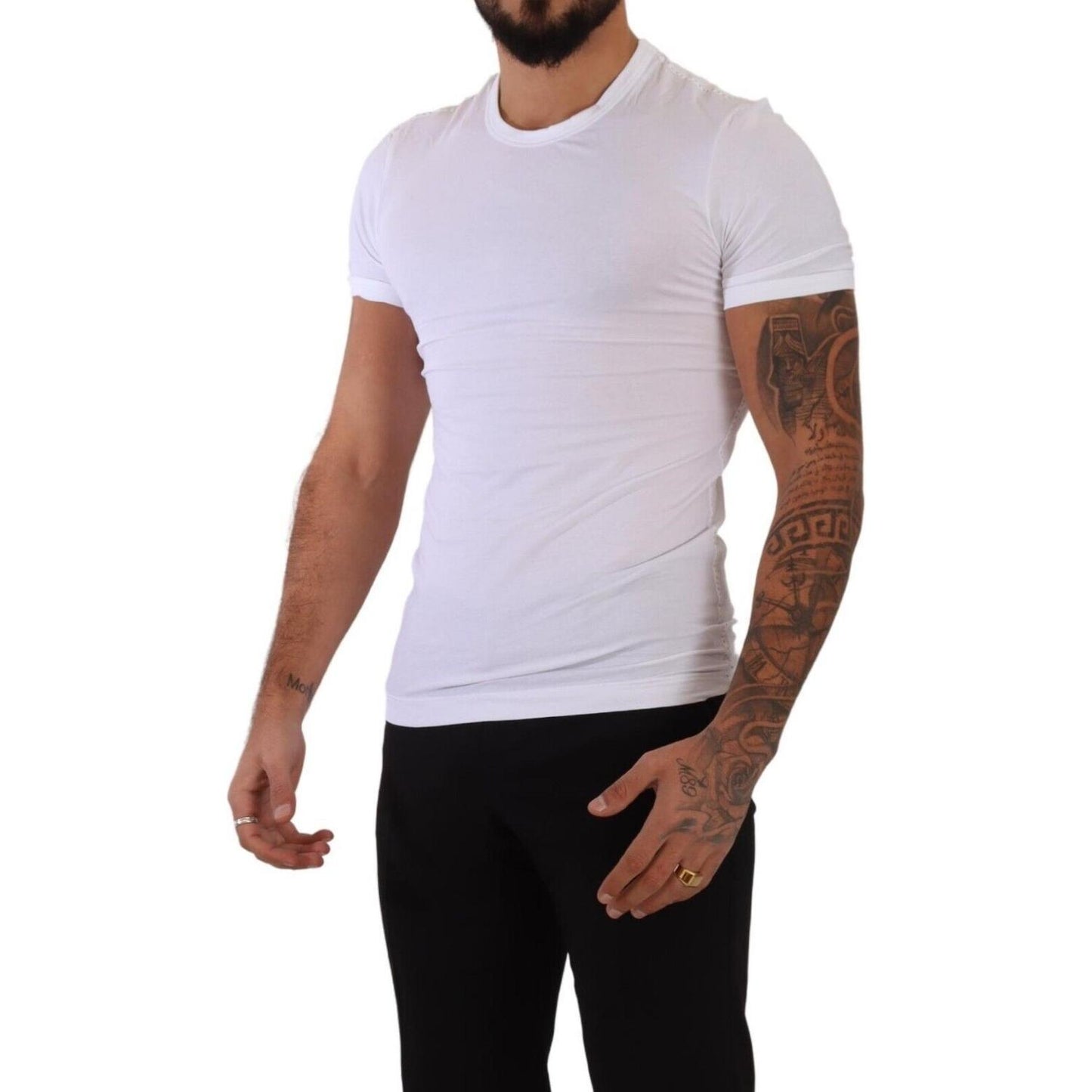 Dolce & Gabbana White Round Neck Cotton Stretch T-shirt Underwear TSH5129-IT3#2