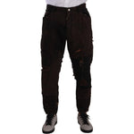 Dolce & Gabbana Brown Cotton Distressed Regular Denim Jeans PAN72745 - 48
