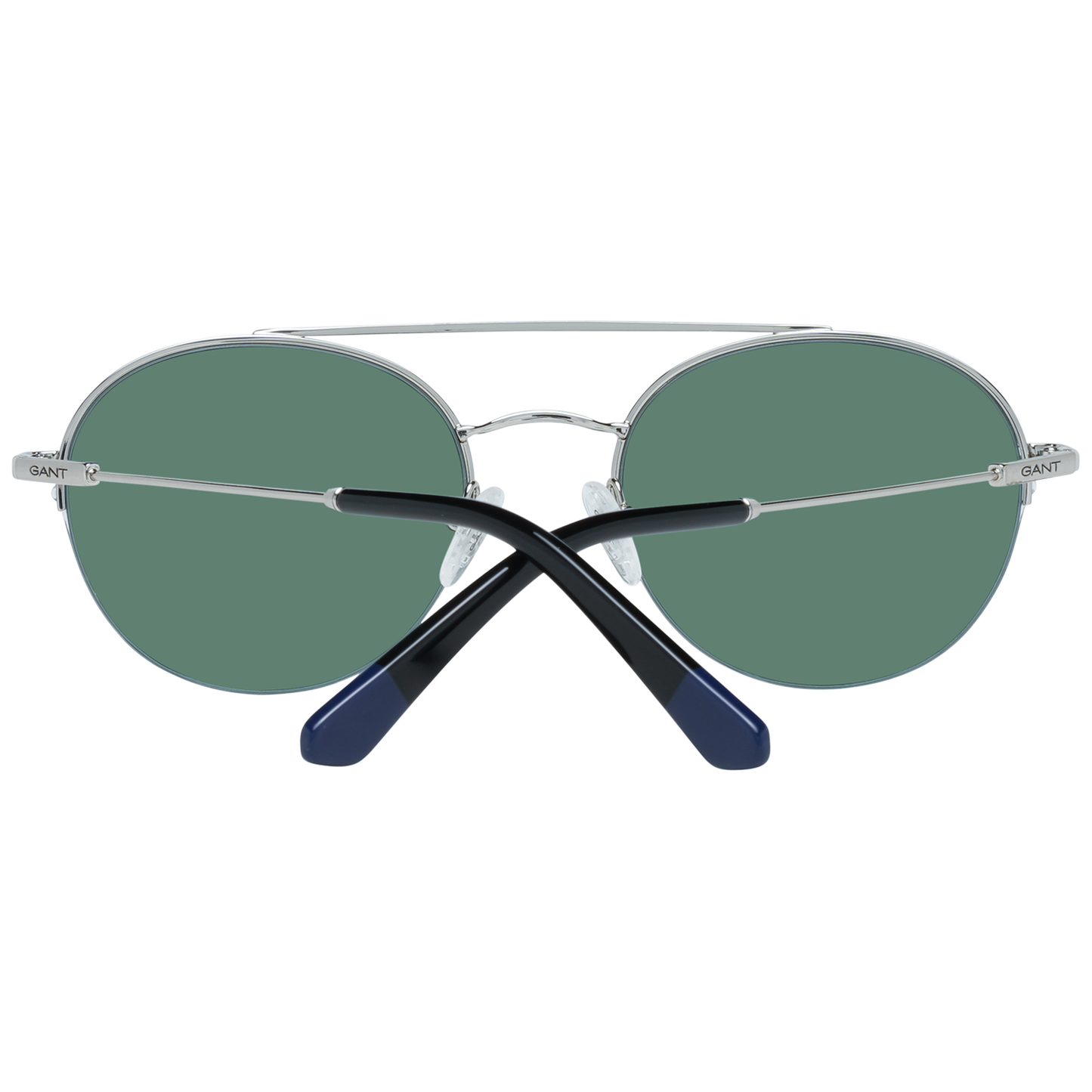 Gant gray half-rim men's sunglasses with green lenses, metal frame, and UVA/UVB protection. Includes branded case.