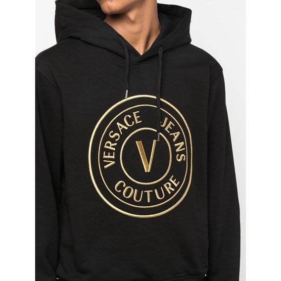 Versace Jeans Chic Black Hooded Sweatshirt