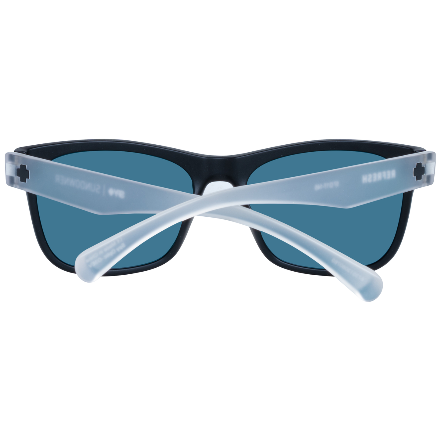 Spy Black Unisex Sunglasses with mirrored grey lenses, full-rim black plastic frame. UV protection. Size 57-17-145.