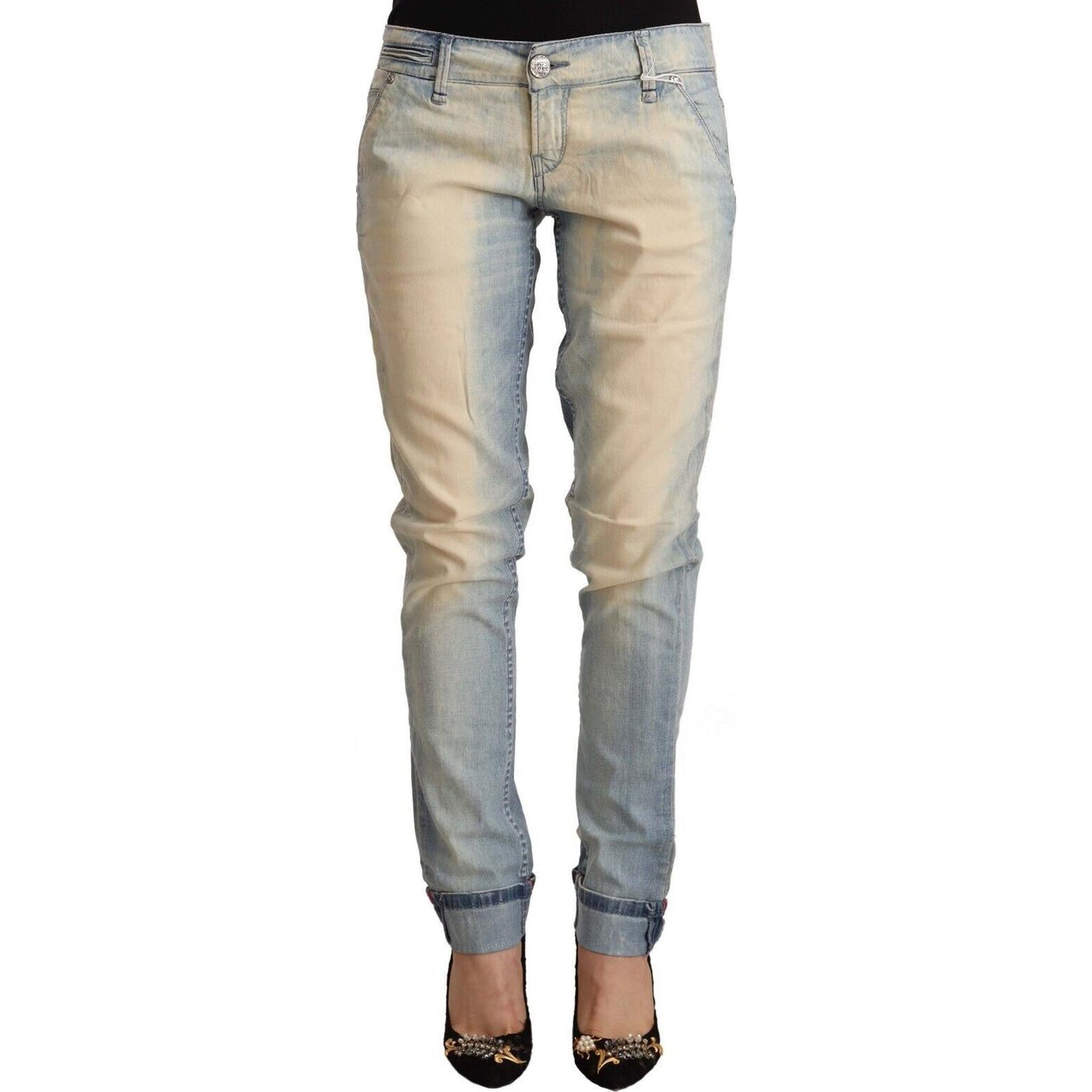 Acht Light Blue Washed Cotton Low Waist Skinny Denim Jeans PAN71812 - 42