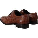 Dolce & Gabbana Brown Crocodile Leather Mens Formal Derby Shoes MV4509 - 44