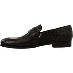 Dolce & Gabbana Black Crocodile Leather Slip On Moccasin Shoes MV4548 - 44