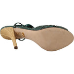 Dolce & Gabbana Green Python Strap Sandals Heels Shoes LA9780- 36