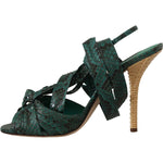 Dolce & Gabbana Green Python Strap Sandals Heels Shoes LA9780- 36