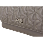 Karl Lagerfeld Elegant Grey Leather Crossbody Bag 8720092391252