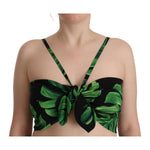 Dolce & Gabbana Black Green Leaf Silk Halter Cropped Top TSH7637 - 48
