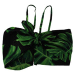 Dolce & Gabbana Black Green Leaf Silk Halter Cropped Top TSH7637 - 48
