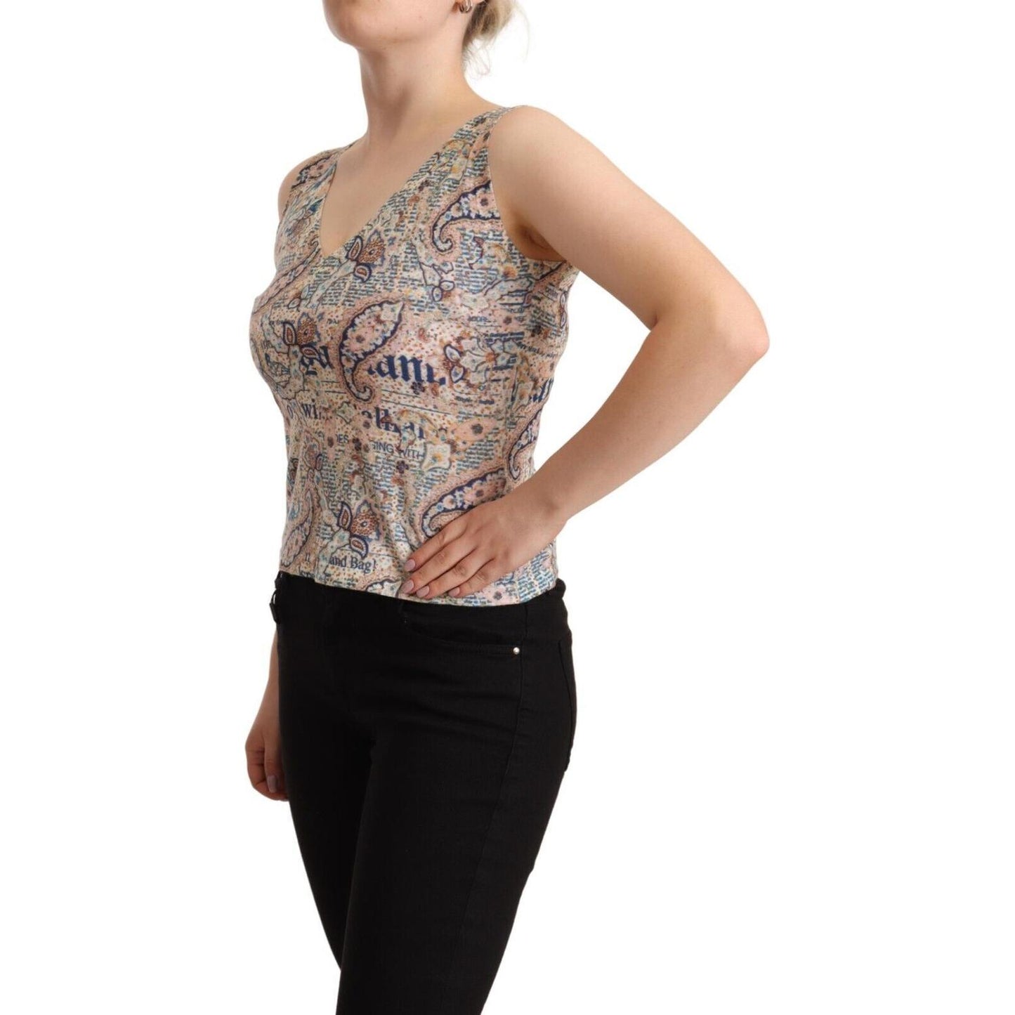 John Galliano Multicolor Cotton Sleeveless V-neck Tank Top TSH6751 - 40