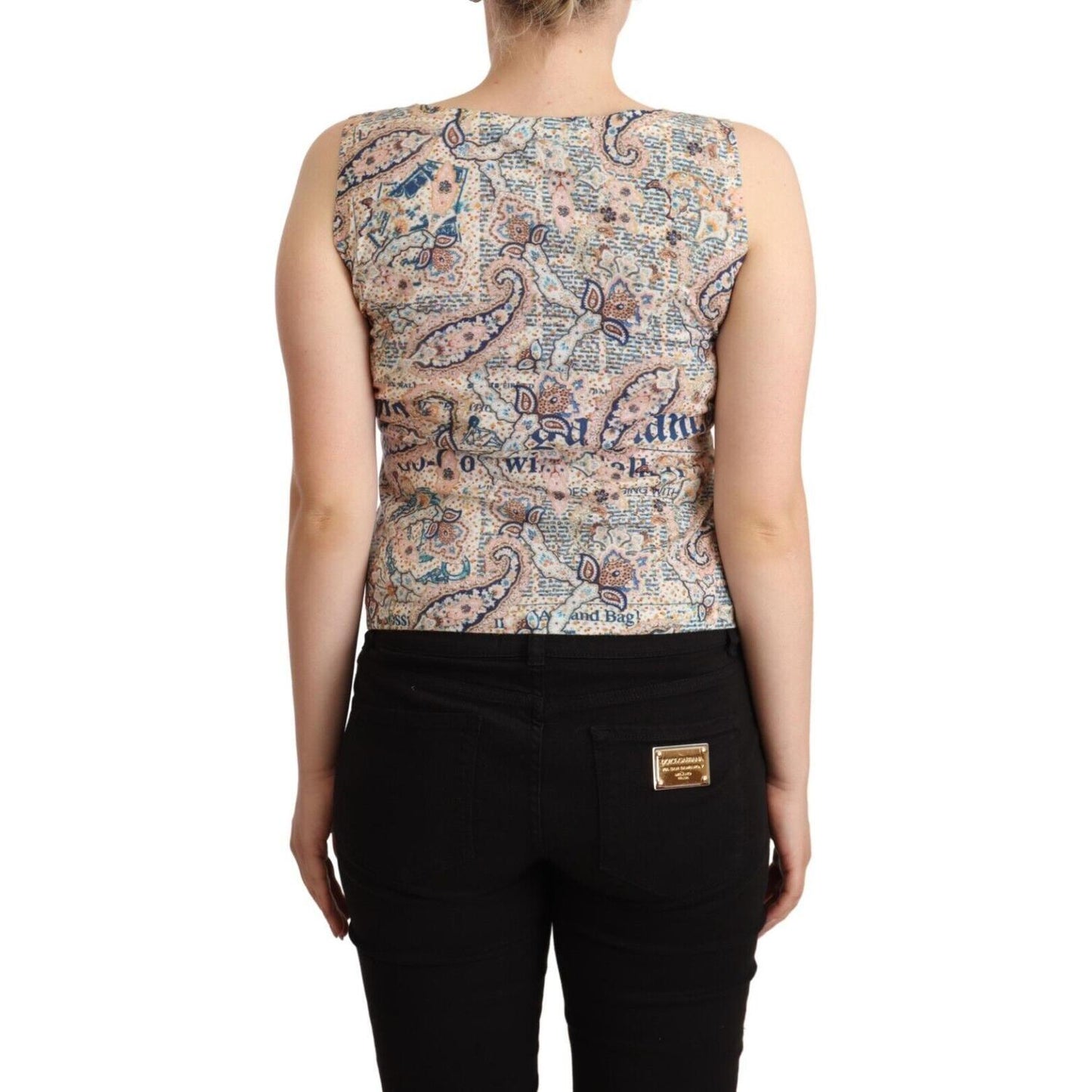 John Galliano Multicolor Cotton Sleeveless V-neck Tank Top TSH6751 - 40