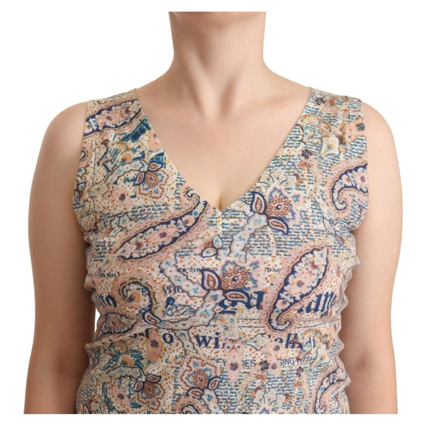 John Galliano Multicolor Cotton Sleeveless V-neck Tank Top TSH6751 - 40
