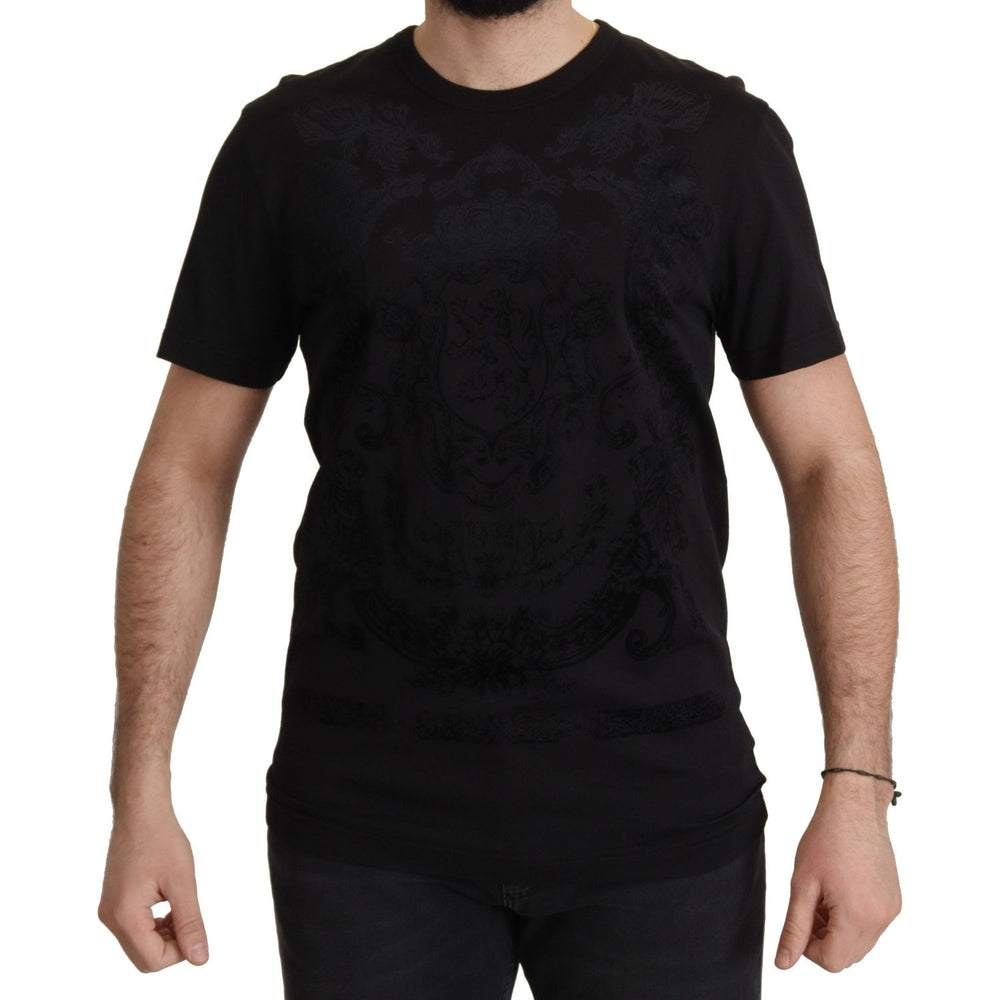 Dolce & Gabbana Elegant Black Baroque Crewneck Tee Dolce & Gabbana Rosy Brown