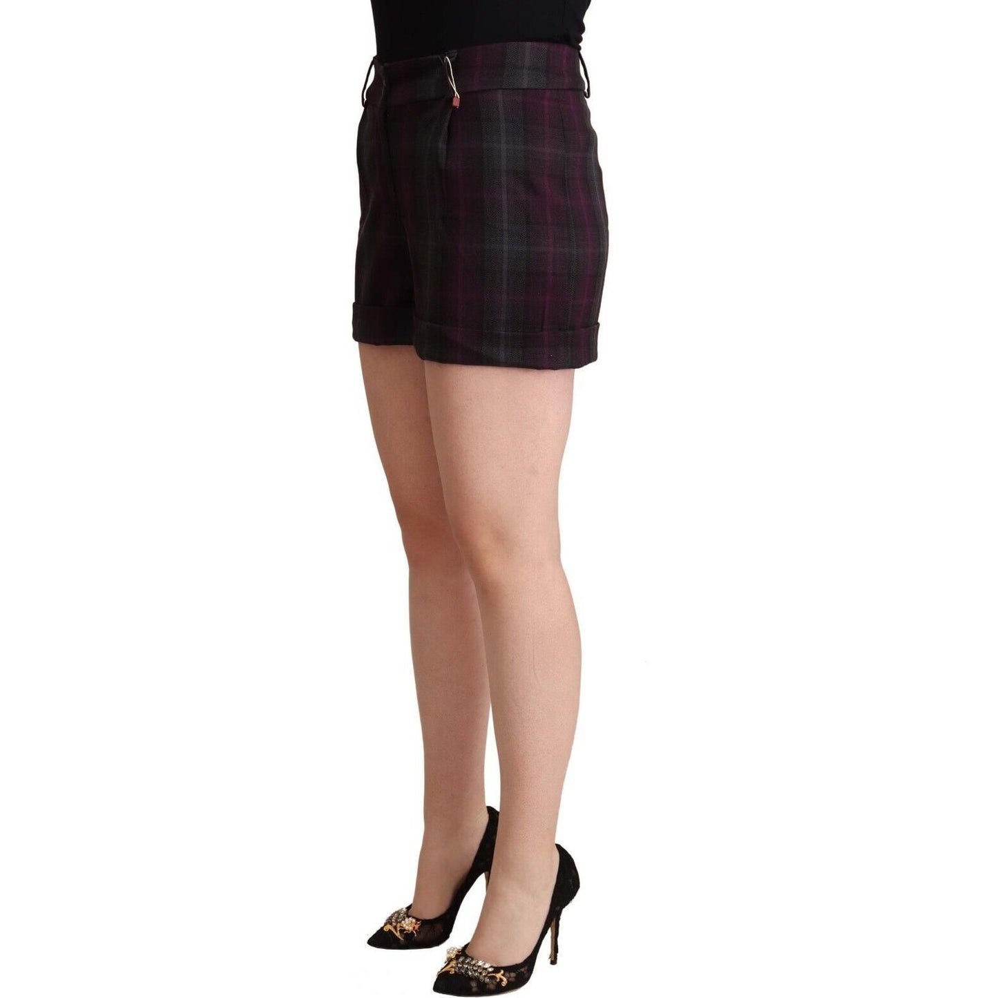 BENCIVENGA Multicolor Checkered Mid Waist Folded Hem Shorts SKI1694# - 46