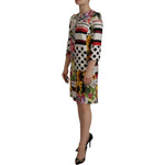 Dolce & Gabbana Multicolor Charmeuse Floral Sheath Jaquard Pachwork Dress DR28700- 36