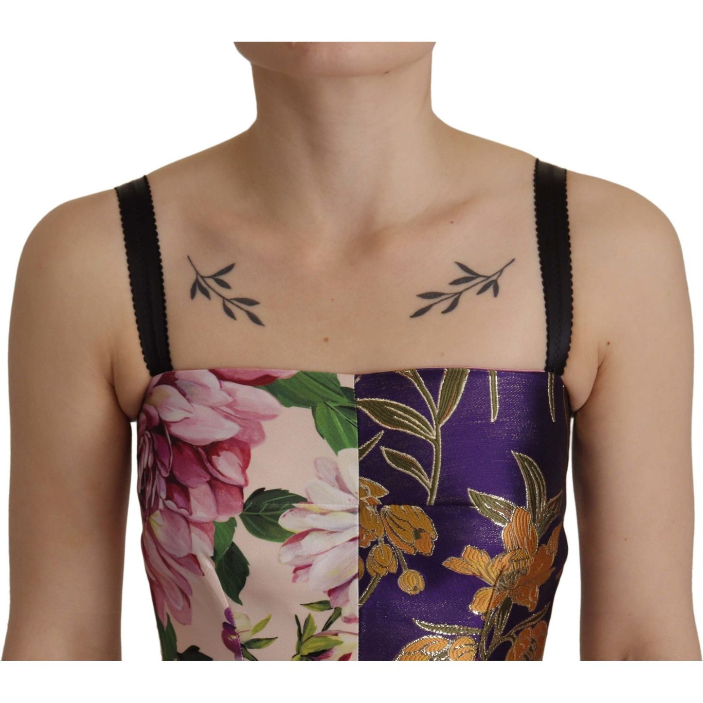 Dolce & Gabbana Dress Midi Patchwork Floral Jaquard Silk DR28704- 36