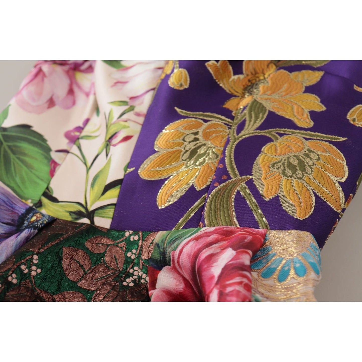Dolce & Gabbana Dress Midi Patchwork Floral Jaquard Silk DR28704- 36