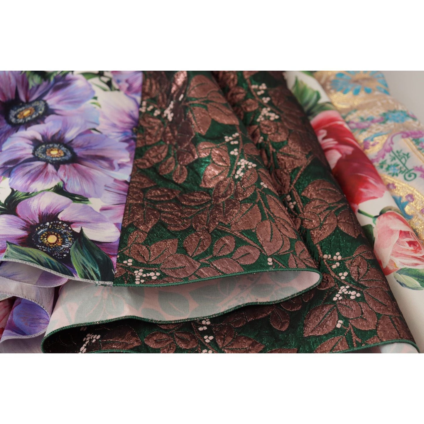 Dolce & Gabbana Dress Midi Patchwork Floral Jaquard Silk DR28704- 36