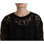 Dolce & Gabbana Black Floral Lace Pullover Sicily Blouse TSH7874- 40