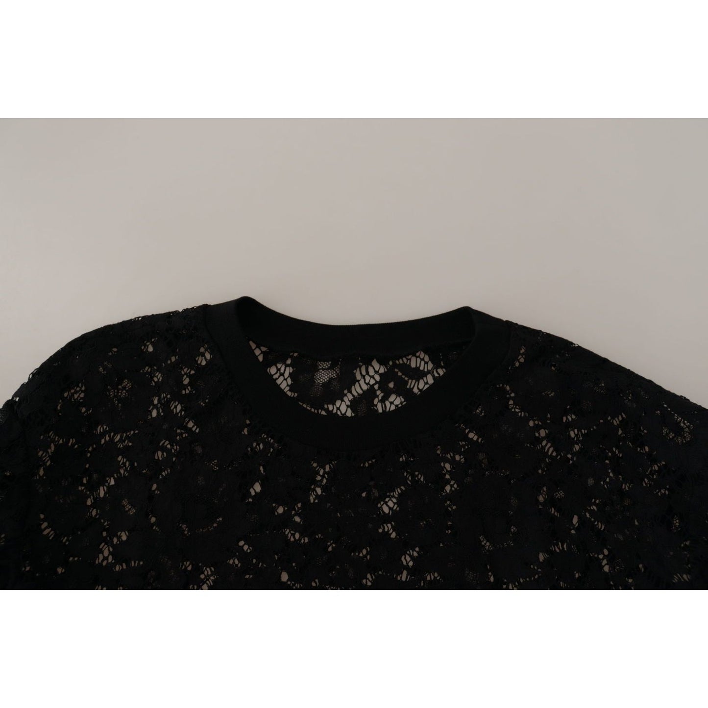 Dolce & Gabbana Black Floral Lace Pullover Sicily Blouse TSH7874- 40