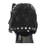 Dolce & Gabbana Black Crystal Gold Cherries Brooch Hat MS883