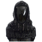 Dolce & Gabbana Black Knitted Sequin Hood Scarf Hat MS907