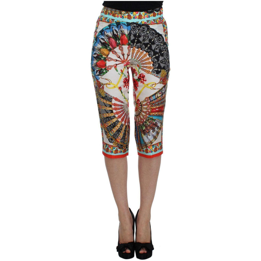 Dolce & Gabbana Multicolor Majolica Sicily Silk Pants SIG32521-1