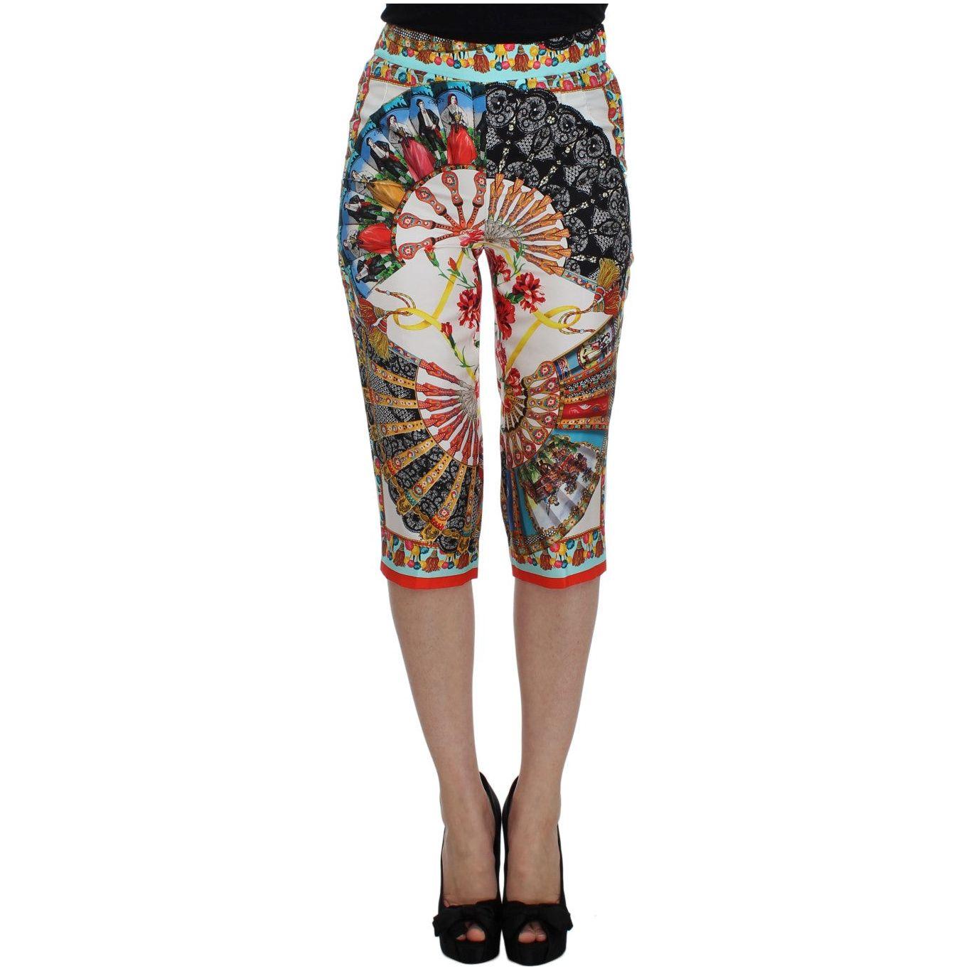 Dolce & Gabbana Multicolor Majolica Sicily Silk Pants SIG32521-1