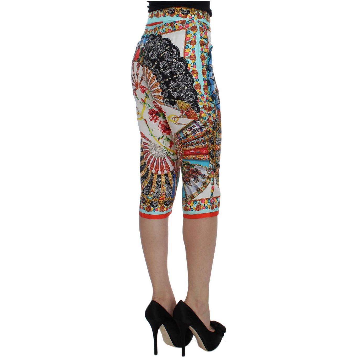 Dolce & Gabbana Multicolor Majolica Sicily Silk Pants SIG32521-1