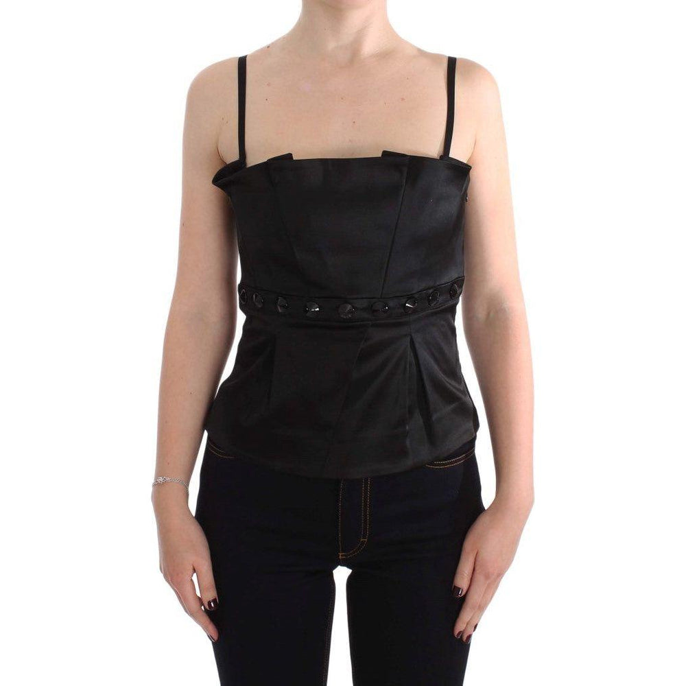 Exte Black Tank Party Evening Top Blouse SIG30859-1