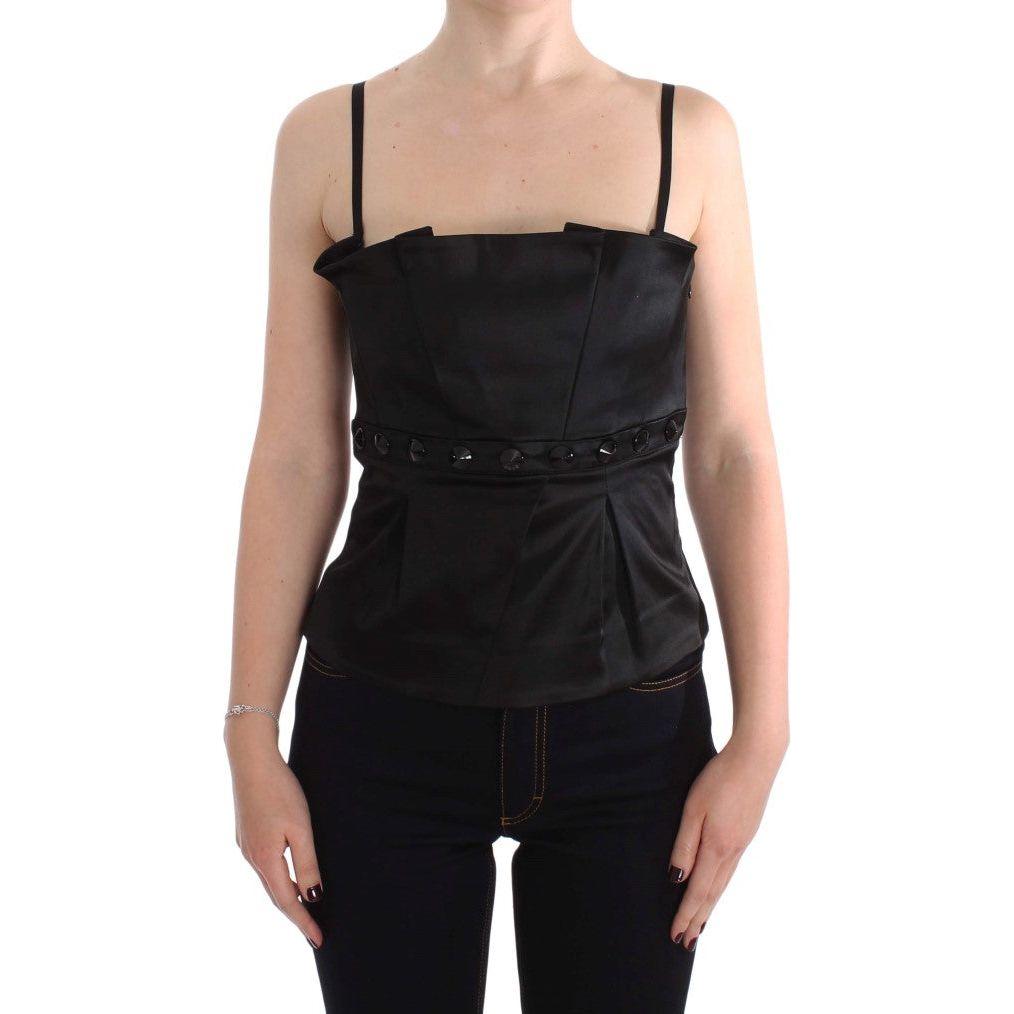 Exte Black Tank Party Evening Top Blouse SIG30859-1