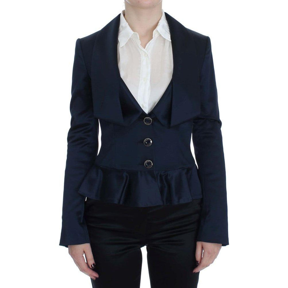 Exte Blue Three Button Single Breasted Blazer Jacket SIG30860-1