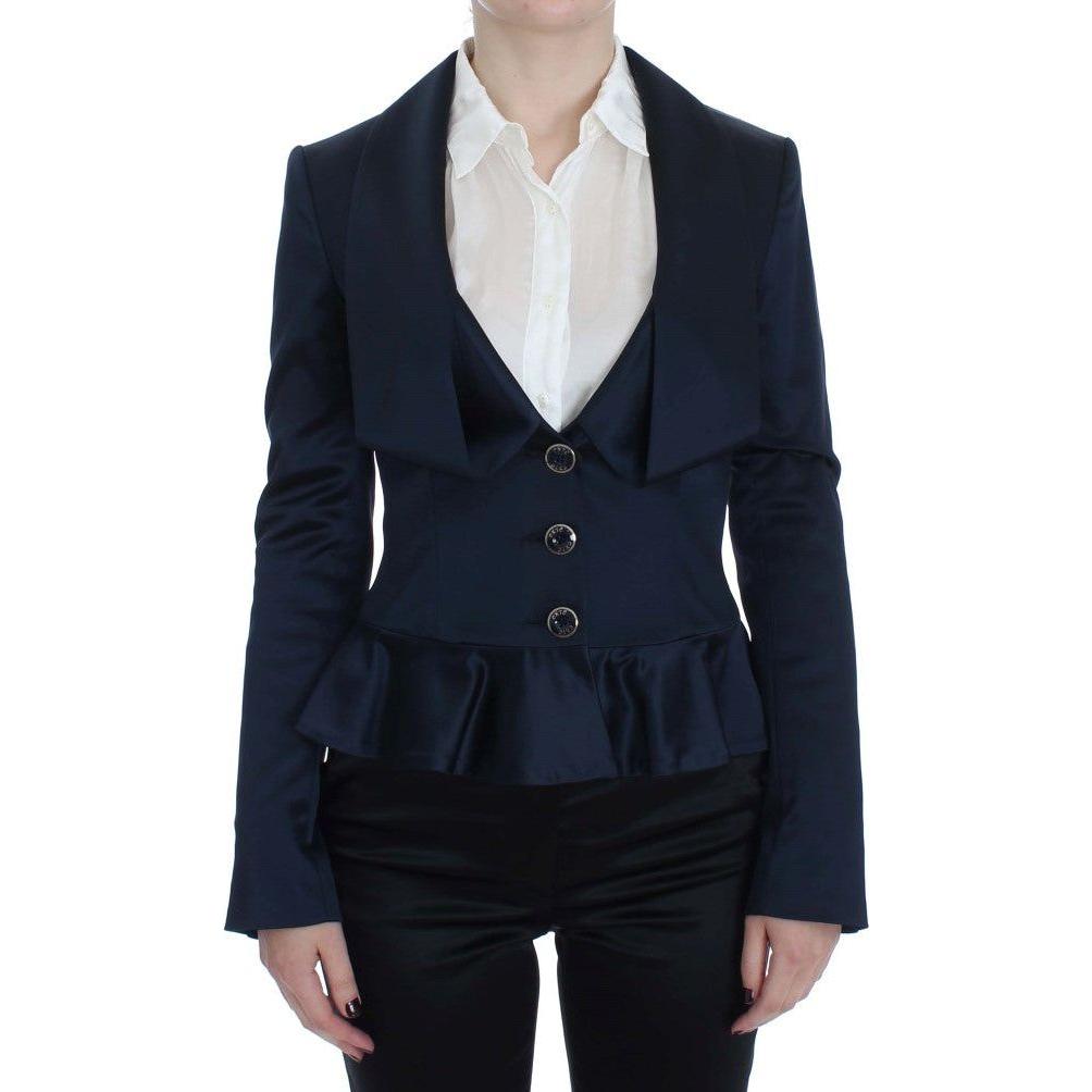 Exte Blue Three Button Single Breasted Blazer Jacket SIG30860-1